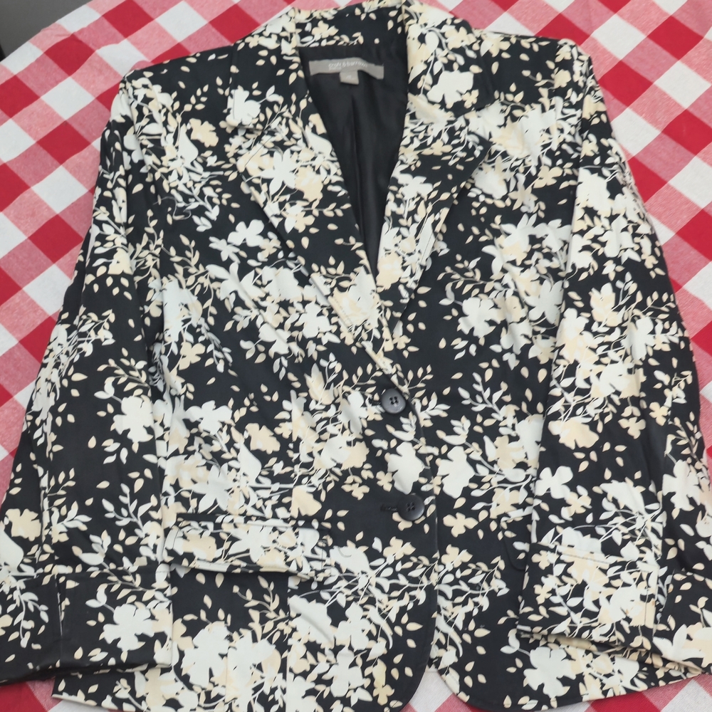 Croft & Barrow Black and Cream Patterned Blazer